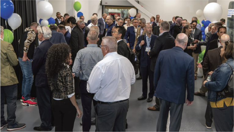 Crowd socializing inside