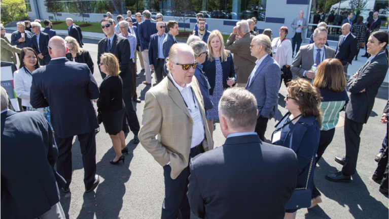 Crowd socializing outside