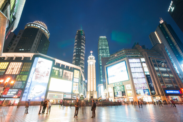 LED panels in city plaza