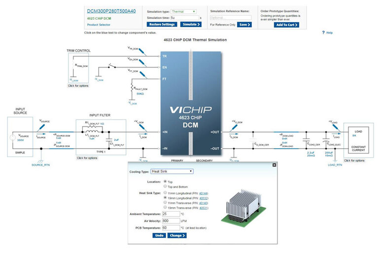 Vicor Thermal Calculator Interface
