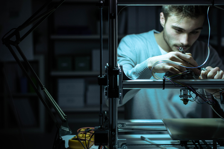 Photo of engeineer on bench