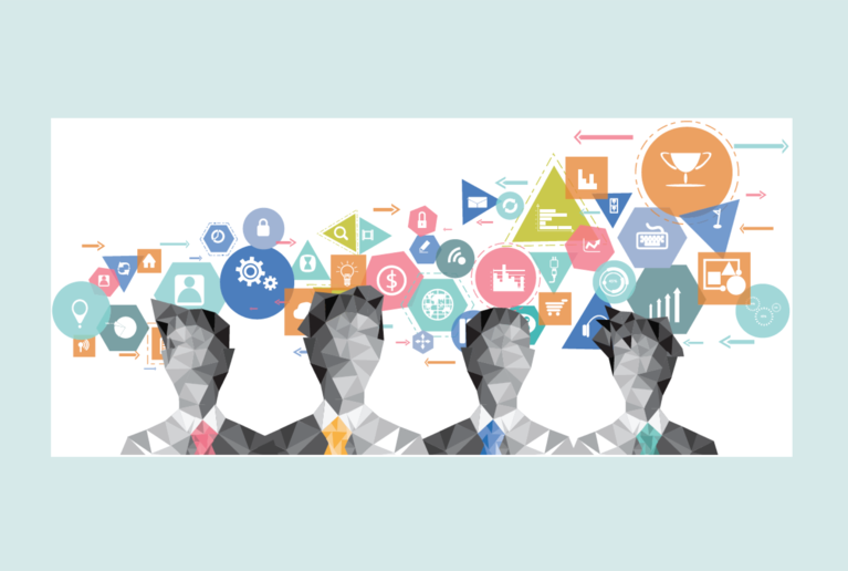 Photo of brainstorming people