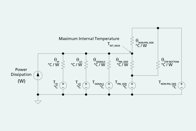 BCM6135 two-sided cooling thermal resistance model using electrical element equivalence image