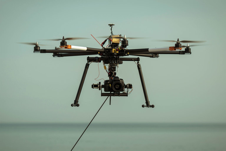 Image of a tethered inspection UAV